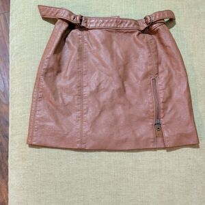 Free People Cognac Vegan Leather Mini Size 0